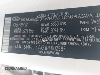 2023 Hyundai Elantra SE with VIN 5NPLL4AG1PH102587, listed as a IAAI auction lot 42675464 with 132,551 mi miles and . Bid and sale history available at DreamBid. Image 9.