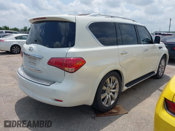 2012 Infiniti QX56 7-passenger with VIN JN8AZ2NF0C9517001, listed as a IAAI auction lot 42101650 with 225,257 mi miles. Bid and sale history available at carsss.com. Image 4.