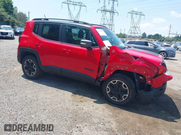 2016 Jeep Renegade Trailhawk with VIN ZACCJBCT0GPD21696, listed as a IAAI auction lot 42651973 with 91,106 mi miles and . Bid and sale history available at DreamBid. Image 1.