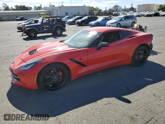 2015 Chevrolet Corvette 2LT with VIN 1G1YD2D74F5117885, listed as a Copart auction lot 75865884 with 54,008 mi miles and Salvage Title. Bid and sale history available at carsss.com. Image 1.