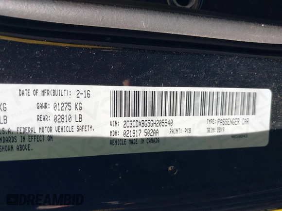 2016 Dodge Charger SE with VIN 2C3CDXBG5GH205540, listed as a IAAI auction lot 41655596 with 190,890 mi miles and . Bid and sale history available at carsss.com. Image 9.