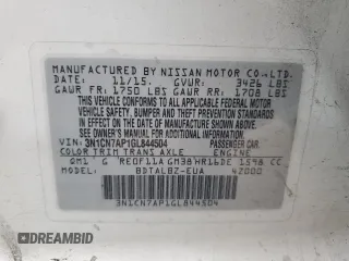 2016 Nissan Versa S с VIN 3N1CN7AP1GL844504, выставлен на аукционе Copart как лот 55383395 с пробегом 108 707 миль миль и Списание • Salvage title. История ставок и продаж доступна на DreamBid. Изображение 12.