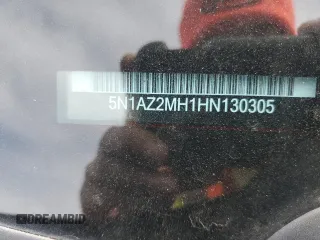 2017 Nissan Murano SL z VIN 5N1AZ2MH1HN130305, wystawiony jako Copart lot #48958775 z przebiegiem 99 395 mil mil oraz Szkoda całkowita • Salvage title. Historia ofert i sprzedaży dostępna na DreamBid. Obrazek 13.