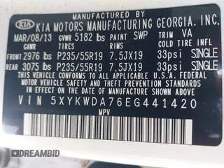 2014 Kia Sorento SX Limited with VIN 5XYKWDA76EG441420, listed as a IAAI auction lot 41876721 with 173,021 mi miles. Bid and sale history available at carsss.com. Image 9.