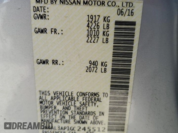 2016 Nissan Altima SR z VIN 1N4AL3AP1GC245512, wystawiony jako Copart lot #63930185 z przebiegiem 127 594 mil mil oraz Szkoda całkowita • Salvage title. Historia ofert i sprzedaży dostępna na DreamBid. Obrazek 13.