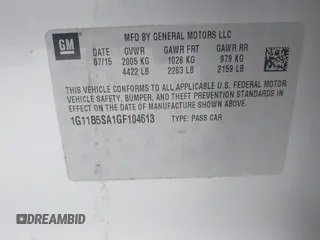 2016 Chevrolet Malibu Limited LS with VIN 1G11B5SA1GF104613, listed as a IAAI auction lot 41180654 with 113,464 mi miles. Bid and sale history available at carsss.com. Image 9.