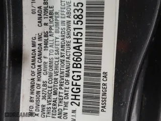 2010 Honda Civic Cpe LX with VIN 2HGFG1B60AH515835, listed as a Copart auction lot 49769605 with 109,475 mi miles and Salvage Title. Bid and sale history available at carsss.com. Image 13.