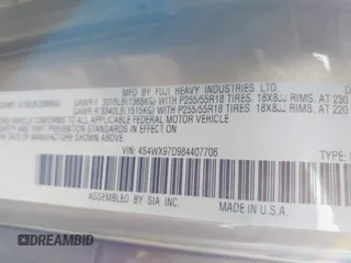 2008 Subaru Tribeca Limited с VIN 4S4WX97D984407706, выставлен на аукционе IAAI как лот 42452547 с пробегом 190 493 миль миль и . История ставок и продаж доступна на DreamBid. Изображение 9.