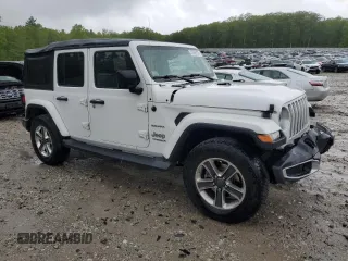 2018 Jeep Wrangler Unlimited Sahara with VIN 1C4HJXEG7JW255323, listed as a Copart auction lot 57586735 with 107,081 mi miles and Salvage title. Bid and sale history available at DreamBid. Image 4.