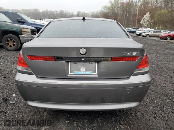 2004 BMW 7 Series 745i with VIN WBAGL63424DP68405, listed as a Copart auction lot 51768045 with 126,048 mi miles and Salvage Title. Bid and sale history available at DreamBid. Image 6.