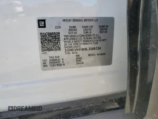 2020 Chevrolet Traverse Premier with VIN 1GNEVKKW4LJ169724, listed as a Copart auction lot 76308643 with 51,670 mi miles. Bid and sale history available at carsss.com. Image 12.