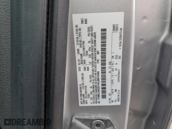 2019 Ford Escape SE with VIN 1FMCU9GD1KUB91949, listed as a Copart auction lot 50503045 with 73,433 mi miles and Non Repairable. Bid and sale history available at carsss.com. Image 15.