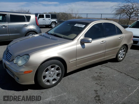 2005 Mercedes-Benz C 240 with VIN WDBRF81J95F662187, listed as a Copart auction lot 48823485 with 145,076 mi miles and Salvage title. Bid and sale history available at DreamBid. Image 1.