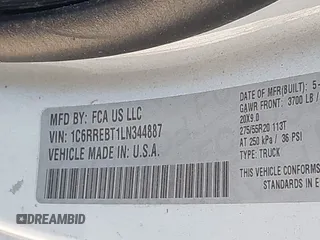 2020 Ram 1500 Big Horn with VIN 1C6RREBT1LN344887, listed as a IAAI auction lot 39670966 with Not provided miles and . Bid and sale history available at DreamBid. Image 9.
