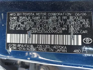 2006 Toyota Corolla CE with VIN JTDBR32E560099528, listed as a IAAI auction lot 42605005 with 140,727 mi miles and . Bid and sale history available at DreamBid. Image 9.
