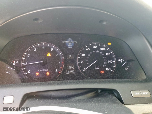 2007 Lexus LS 460 LWB with VIN JTHGL46F575002850, listed as a Copart auction lot 50342975 with 184,976 mi miles and Salvage Title. Bid and sale history available at carsss.com. Image 9.