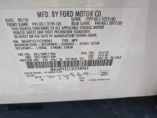 2018 Ford EcoSport SES with VIN MAJ6P1CL1JC248961, listed as a IAAI auction lot 41918876 with 65,264 mi miles and . Bid and sale history available at DreamBid. Image 9.