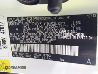 2014 Toyota Sienna SE with VIN 5TDXK3DCXES427950, listed as a IAAI auction lot 40394109 with 149,419 mi miles. Bid and sale history available at carsss.com. Image 9.