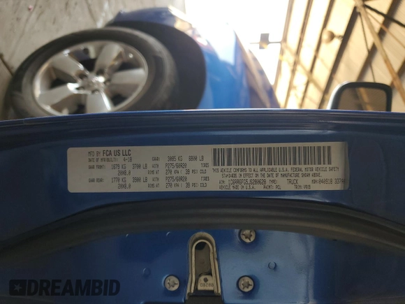2018 Ram 1500 Express with VIN 1C6RR6FG5JS280628, listed as a Copart auction lot 61007805 with 128,470 mi miles and Salvage title. Bid and sale history available at DreamBid. Image 12.