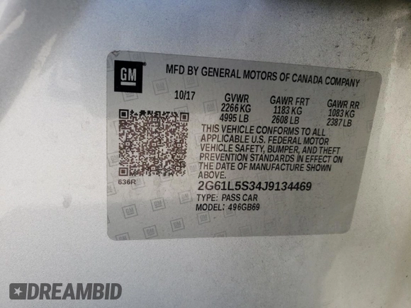 2018 Cadillac XTS with VIN 2G61L5S34J9134469, listed as a Copart auction lot 46660945 with 122,011 mi miles and Salvage Title. Bid and sale history available at carsss.com. Image 14.