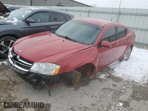 2012 Dodge Avenger SXT Plus with VIN 1C3CDZEG1CN116654, listed as a Copart auction lot 46217135 with Not Provided miles and Salvage Title. Bid and sale history available at carsss.com. Image 1.