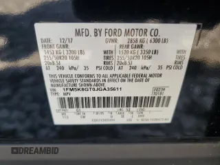 2018 Ford Explorer Sport z VIN 1FM5K8GT0JGA35611, wystawiony jako Copart lot #62075905 z przebiegiem 81 553 mil mil oraz Szkoda całkowita • Salvage title. Historia ofert i sprzedaży dostępna na DreamBid. Obrazek 13.