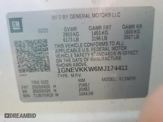 2021 Chevrolet Traverse Premier with VIN 1GNEVKKW6MJ174411, listed as a Copart auction lot 71666314 with 82,084 mi miles and Salvage Title. Bid and sale history available at carsss.com. Image 14.