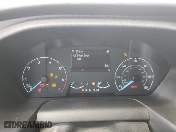 2020 Ford Transit Cargo with VIN 1FTBR1XG7LKB16358, listed as a Copart auction lot 59807995 with 72,135 mi miles and Salvage title. Bid and sale history available at DreamBid. Image 9.