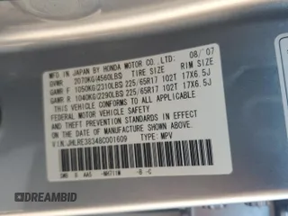 2008 Honda CR-V LX with VIN JHLRE38348C001609, listed as a Copart auction lot 53499685 with 67,677 mi miles and Salvage Title. Bid and sale history available at carsss.com. Image 13.