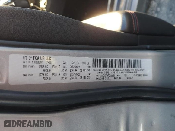 2015 Dodge Durango R/T with VIN 1C4SDHCTXFC922980, listed as a Copart auction lot 48530145 with 163,550 mi miles and Salvage title. Bid and sale history available at DreamBid. Image 13.