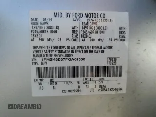 2015 Ford Explorer XLT with VIN 1FM5K8D87FGA67530, listed as a Copart auction lot 53675765 with 101,024 mi miles and Clean Title. Bid and sale history available at carsss.com. Image 13.