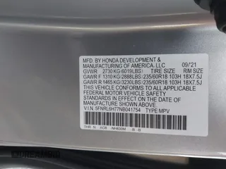 2022 Honda Odyssey EX-L with VIN 5FNRL6H77NB041754, listed as a IAAI auction lot 41791425 with 15,306 mi miles and . Bid and sale history available at DreamBid. Image 9.