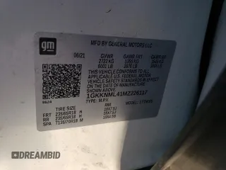 2021 GMC Acadia SLT z VIN 1GKKNML41MZ226117, wystawiony jako Copart lot #52290045 z przebiegiem 81 081 mil mil oraz Szkoda całkowita • Salvage title. Historia ofert i sprzedaży dostępna na DreamBid. Obrazek 15.