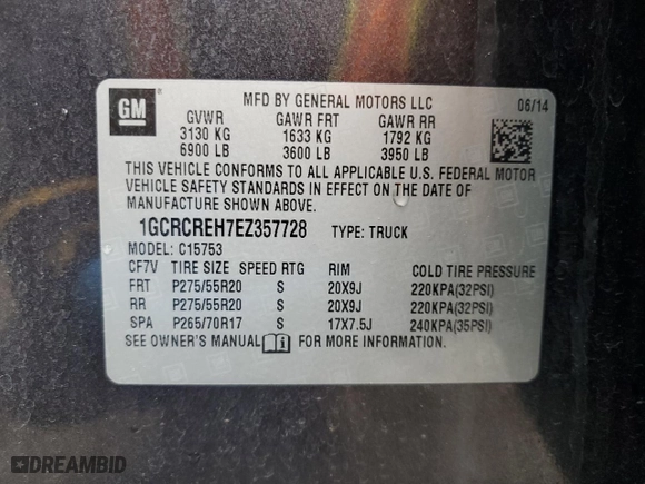 2014 Chevrolet Silverado 1500 LT with VIN 1GCRCREH7EZ357728, listed as a Copart auction lot 51177075 with 162,516 mi miles and Salvage Title. Bid and sale history available at carsss.com. Image 13.