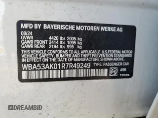2024 BMW 2 Series 228i with VIN WBA53AK01R7R49249, listed as a Copart auction lot 48600155 with 11,263 mi miles and Salvage title. Bid and sale history available at DreamBid. Image 12.