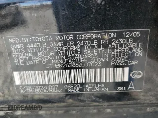 2006 Lexus IS 250 z VIN JTHBK262862007023, wystawiony jako Copart lot #49023485 z przebiegiem 234 463 mil mil oraz Tytuł czysty. Historia ofert i sprzedaży dostępna na DreamBid. Obrazek 12.