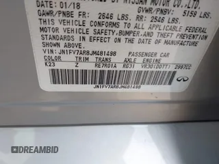 2018 Infiniti Q50 Red Sport 400 with VIN JN1FV7AR8JM481498, listed as a IAAI auction lot 42673176 with 100,332 mi miles and . Bid and sale history available at DreamBid. Image 9.
