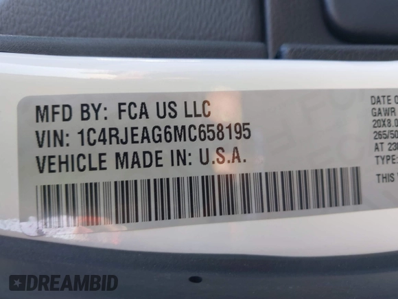 2021 Jeep Grand Cherokee Laredo X with VIN 1C4RJEAG6MC658195, listed as a IAAI auction lot 41414668 with 52,488 mi miles and . Bid and sale history available at DreamBid. Image 9.