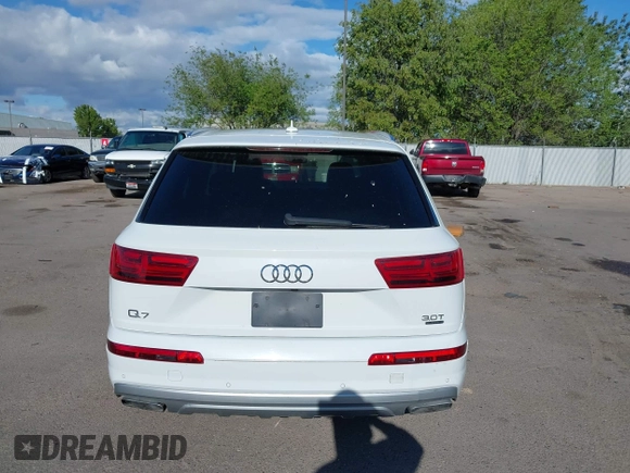 2017 Audi Q7 Premium with VIN WA1AAAF76HD019257, listed as a IAAI auction lot 42292549 with 55,067 mi miles and . Bid and sale history available at DreamBid. Image 16.