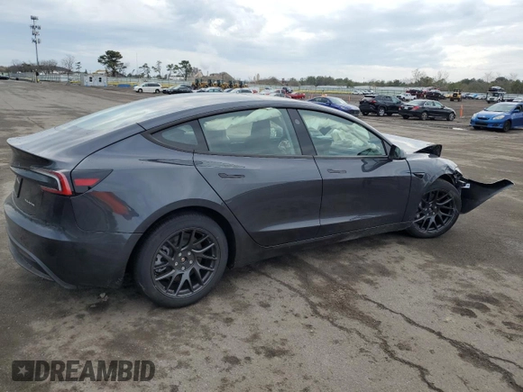 2025 Tesla Model 3 Long Range with VIN 5YJ3E1EB3SF975742, listed as a Copart auction lot 53003905 with 639 mi miles and Salvage title. Bid and sale history available at DreamBid. Image 3.