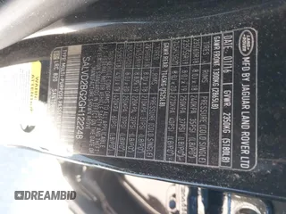 2016 Land Rover Range Rover Evoque HSE Dynamic z VIN SALVD2BG2GH122248, wystawiony jako IAAI lot #41622563 z przebiegiem Nie podano mil oraz . Historia ofert i sprzedaży dostępna na DreamBid. Obrazek 9.