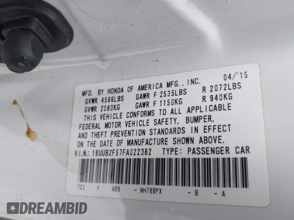 2015 Acura TLX Technology z VIN 19UUB2F57FA022382, wystawiony jako IAAI lot #42340632 z przebiegiem 92 529 mil mil oraz . Historia ofert i sprzedaży dostępna na DreamBid. Obrazek 9.