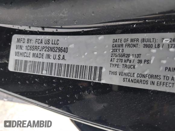 2025 Ram 1500 Laramie с VIN 1C6SRFJP2SN529640, выставлен на аукционе IAAI как лот 41718173 с пробегом 9 870 миль миль и . История ставок и продаж доступна на DreamBid. Изображение 9.