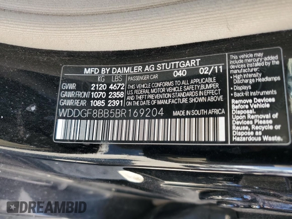 2011 Mercedes-Benz C 300 Sport with VIN WDDGF8BB5BR169204, listed as a Copart auction lot 51707235 with 141,065 mi miles and Salvage Title. Bid and sale history available at carsss.com. Image 13.