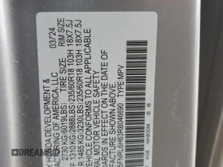 2024 Honda Odyssey EX-L with VIN 5FNRL6H63RB046690, listed as a Copart auction lot 55669855 with 7,829 mi miles and Salvage Title. Bid and sale history available at DreamBid. Image 13.