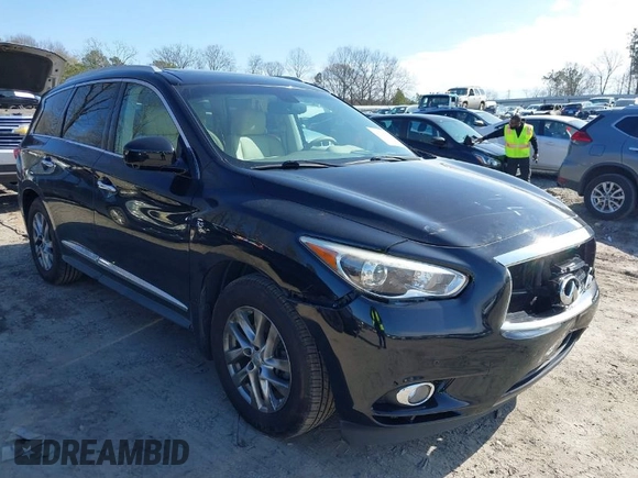 2014 Infiniti QX60 with VIN 5N1AL0MN9EC508017, listed as a IAAI auction lot 41591790 with 112,806 mi miles. Bid and sale history available at carsss.com. Image 1.