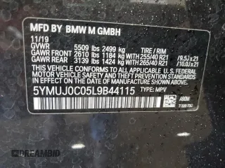 2020 BMW X4 M Competition z VIN 5YMUJ0C05L9B44115, wystawiony jako Copart lot #55556755 z przebiegiem Nie podano mil oraz Szkody całkowita. Historia ofert i sprzedaży dostępna na DreamBid. Obrazek 13.
