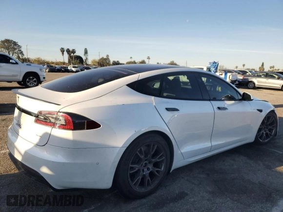 2022 Tesla Model S Plaid with VIN 5YJSA1E66NF467523, listed as a Copart auction lot 49731225 with Not Provided miles and Salvage Title. Bid and sale history available at DreamBid. Image 3.