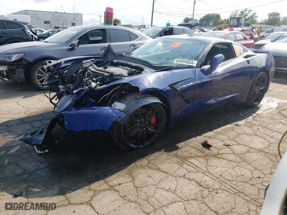 2017 Chevrolet Corvette Z51 2LT with VIN 1G1YK2D79H5102761, listed as a Copart auction lot 64095854 with 0 mi miles and Salvage Title. Bid and sale history available at carsss.com. Image 1.