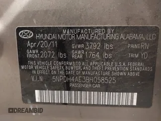 2011 Hyundai Elantra GLS with VIN 5NPDH4AE3BH058525, listed as a IAAI auction lot 41841689 with 138,853 mi miles. Bid and sale history available at carsss.com. Image 9.